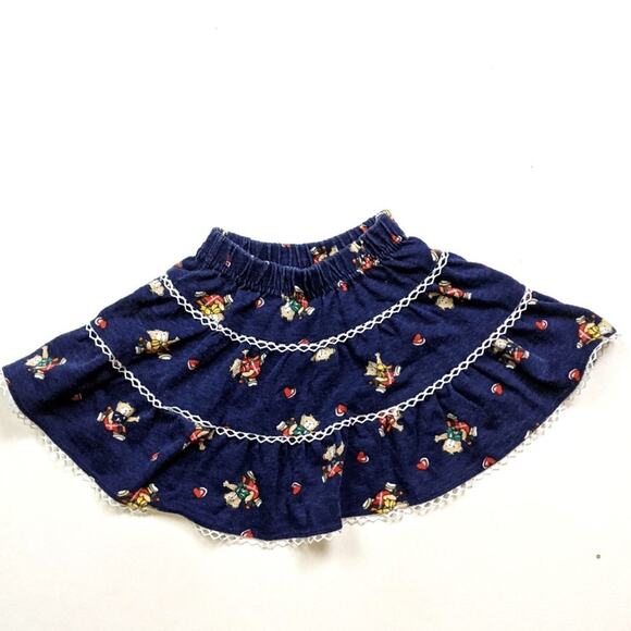 Vintage Skirt Girls Size 2T Bear Printed Navy Twirly - Picture 3 of 4